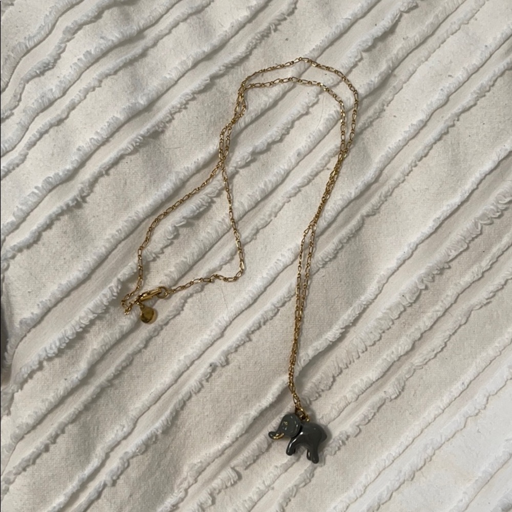 Lucky Gray Elephant Pendant on Gold Chain